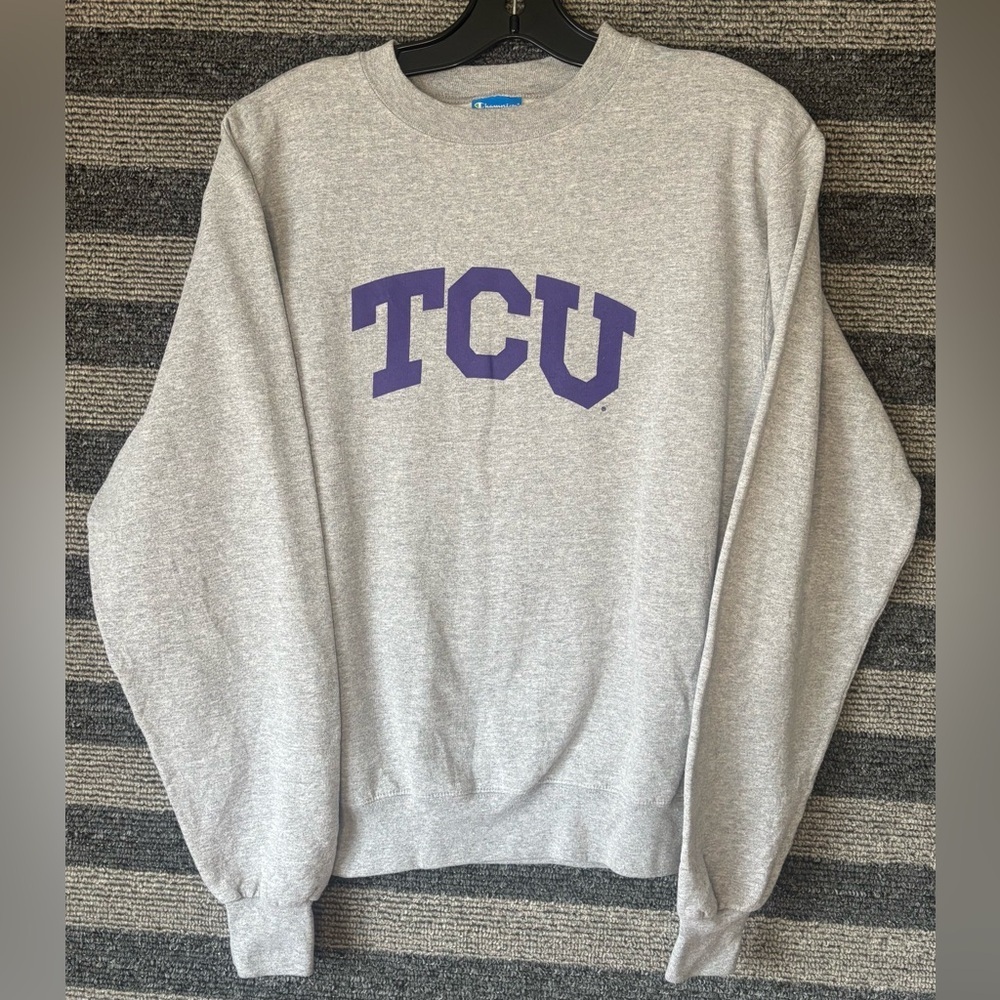 Champion TCU Texas Christian University Grey Crewneck Sweatshirt Men’s Small EUC